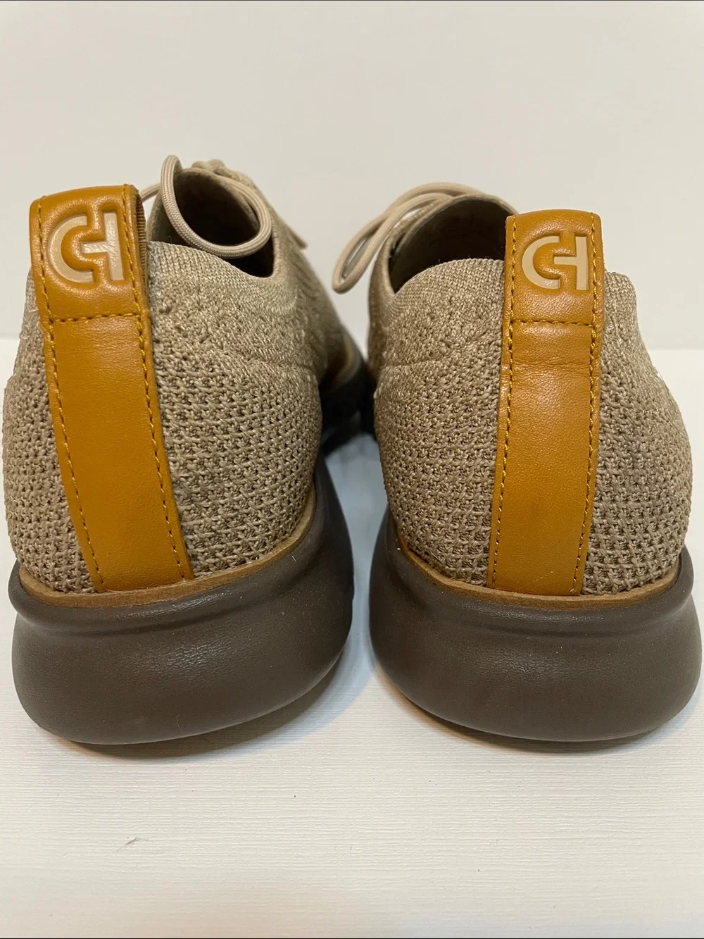 EUC Cole Haan Men's Knit Zero Gravity Wingtip Oxfords in Tan - Sz 12